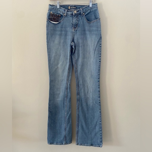 Hollywood Tall Y2K Embroidered Boot Cut Stretch Denim Mid Rise Straight Leg Jean - Picture 1 of 6